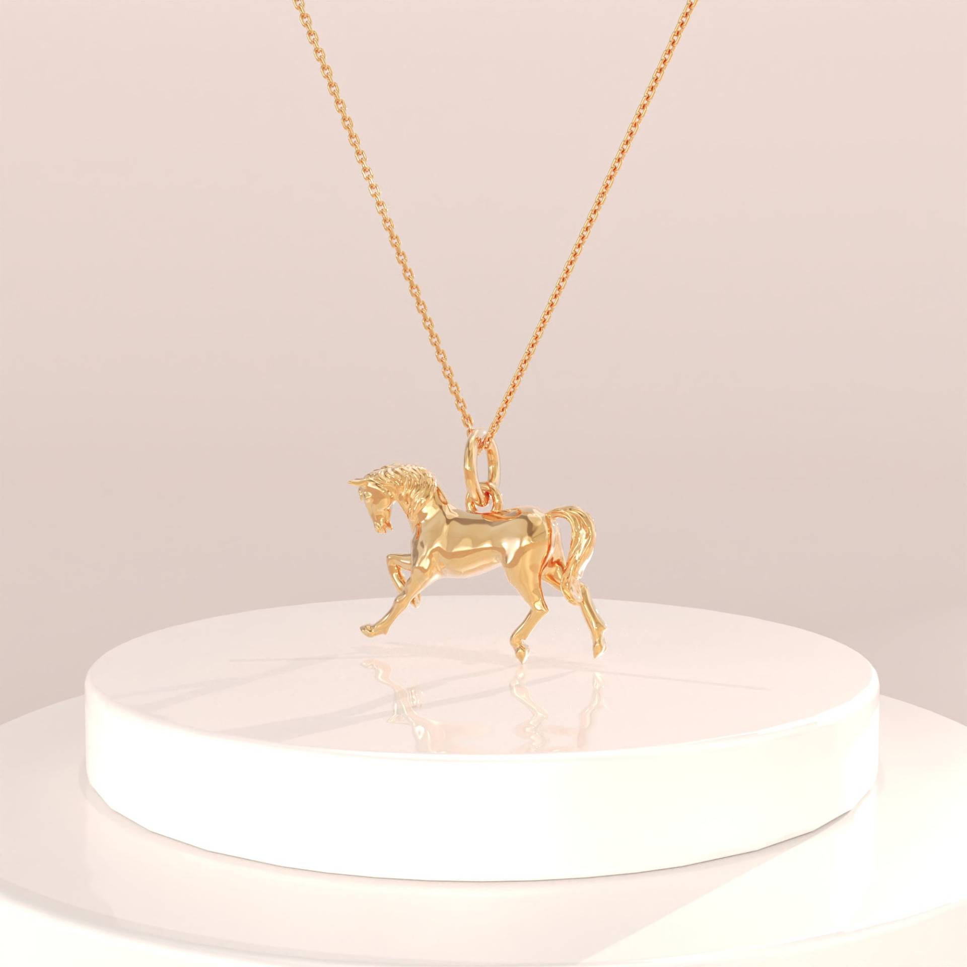 Solid Gold Pferd Anhänger, 14K Zierliche Tier Halskette Für Frauen, Tiny Charm Echt Alltag Geschenk Pferde-Liebhaber von BRENNMORE