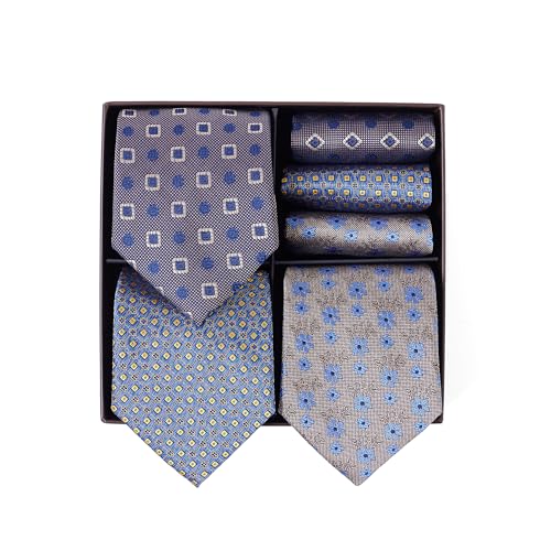 BRERA 67 Set 3 Krawatten für Herren und 3 Taschentücher | Geschenk Box für Männer mit Krawatte und Stofftaschentücher | Geschenkbox Hochzeit | Classische Krawatte und Einstecktuch BRERA 67 Set 3 Krawatten für Herren und 3 Taschentücher | Geschenk Box für Männer mit Krawatte und Stofftaschentücher | Geschenkbox Hochzeit | Classische Krawatte und Einstecktuch von BRERA 67
