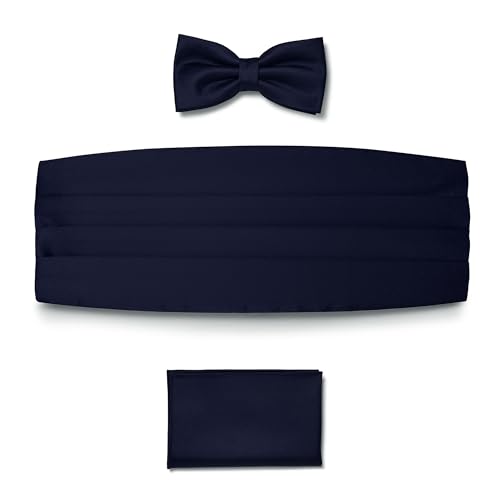 BRERA 67 Set Kummerbund Einstecktuch und Fliege Herren für Anzug aus Seide, blau, größe S-M | Fliege mit Einstecktuch Accessoires-Set für Smoking Herren | Gürtel für Abendkleid von BRERA 67