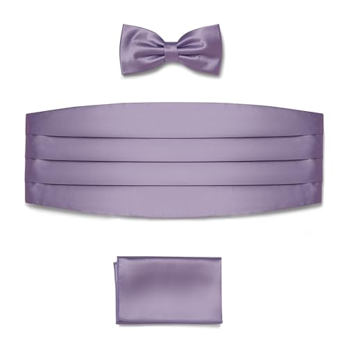 BRERA 67 Set Kummerbund Einstecktuch und Fliege Herren für Anzug aus Seide, violett, größe L-XL | Fliege mit Einstecktuch Accessoires-Set für Smoking Herren | Gürtel für Abendkleid von BRERA 67