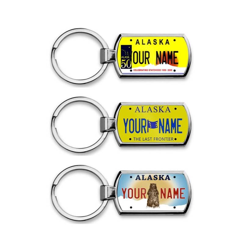 Personalisierte Schlüsselanhänger Custom Alaska Nummernschild Metall von BRGiftShop