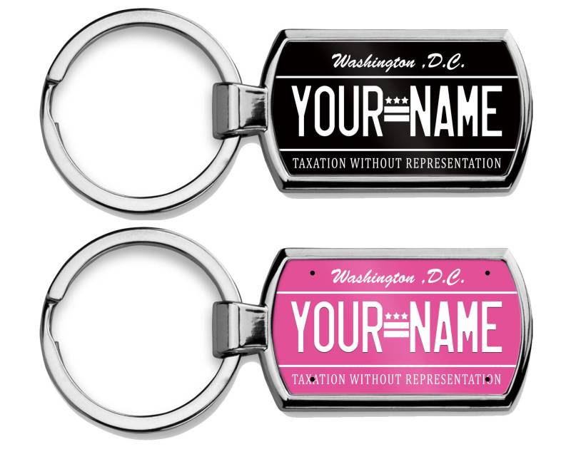Personalisierte Schlüsselbund Benutzerdefinierter Name Washington Dc State Pink Blackout Holiday 2021 Nummernschild Metall von BRGiftShop