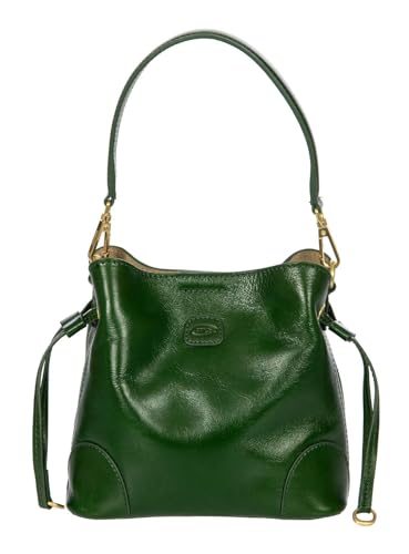 BRIC'S Leder Umhängetasche Handtasche Volterra Bucket Bag Pine tannengrün von BRIC'S