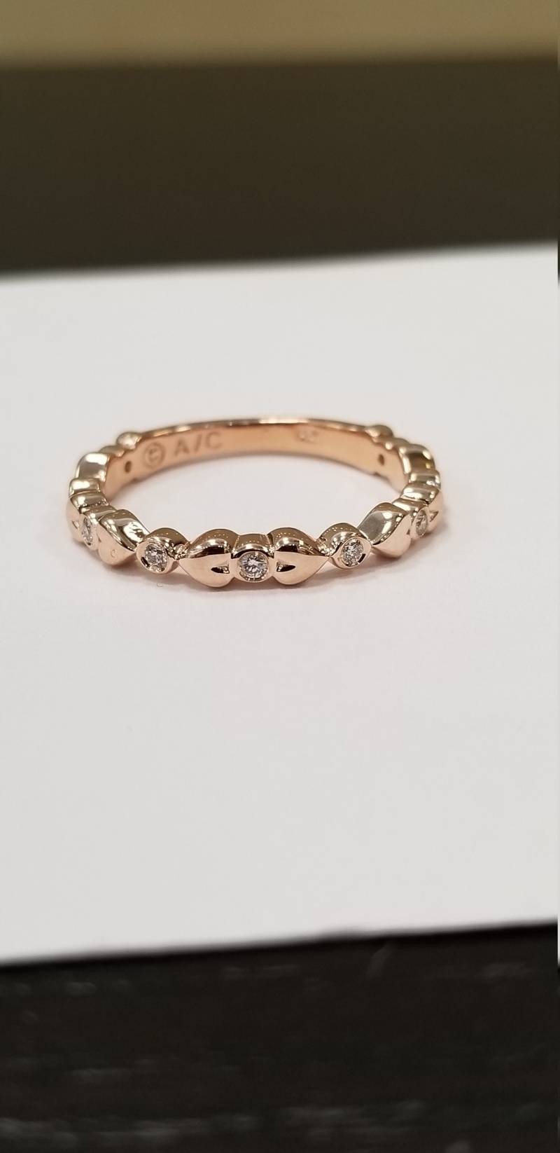 14K Rose Gold Diamant Ehering Stapelbarer Ring Im Herzen Design von BRIDALGIFTSTORE