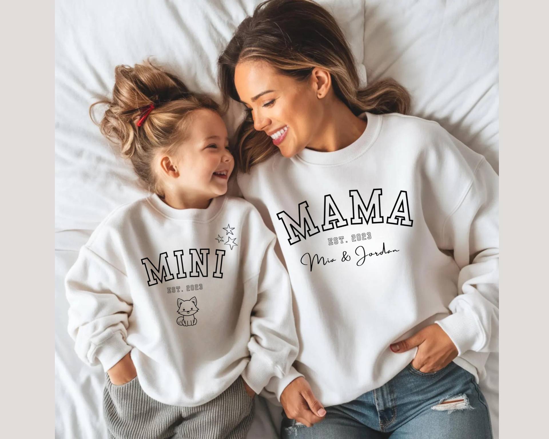 Weihnachtsgeschenk Mama Personalisierter Hoodie Mit Namen, Partnerlook Kind Pullover, Mutter Tochter Sweatshirts von BRIDEHYPE