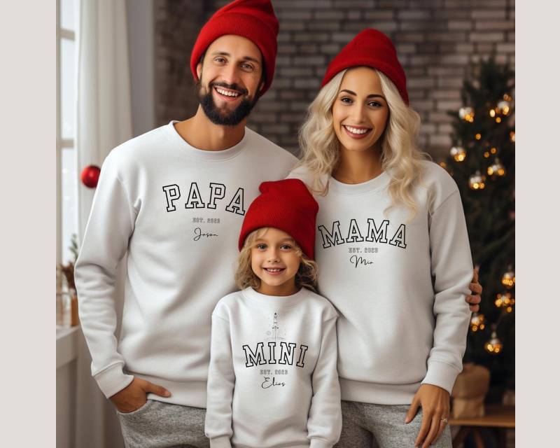 Weihnachtspullover Familie - Partnerlook Weihnachten Eltern Kinder Baby | Personalisiertes Familienoutfit & Geschenkidee Geschwister von BRIDEHYPE