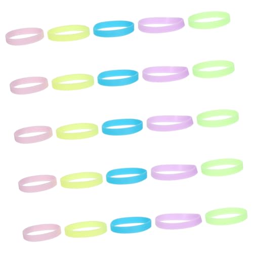BRIGHTFUFU 25 Stück Teiliges Silikon Leuchtarmband Neon Rubber Wristbands mit Nachtleuchteffekt Elastische Identifikationsarmbänder in Bunten Farben für Sport Partys und Outdoor events von BRIGHTFUFU