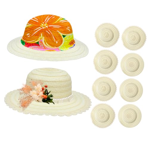 BRIGHTFUFU 8stücke Diy Strohhüte Für Junge Mädchen Unbemalt Zum Malen Und Basteln Kreative Handarbeiten Für Partys Schule Und Freizeit von BRIGHTFUFU