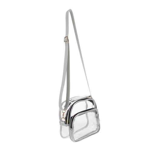 BRIGHTFUFU Transparente Crossbody Tasche Damen PVC Mikron Verstellbarer Gurt Vielseitige Umhängetasche für Arbeit Konzerte Sportveranstaltungen Festivals von BRIGHTFUFU