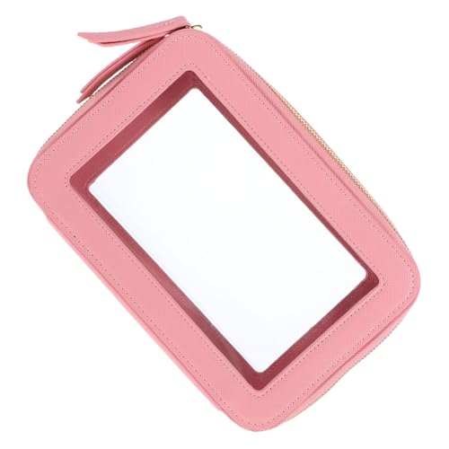 BRIGHTFUFU Transparente Kosmetiktasche Damen PU PVC Leichtes Make up Reise Kulturbeutel mit Doppelreißverschluss und Handgriff Praktisch für Karten Geld Schlüssel von BRIGHTFUFU