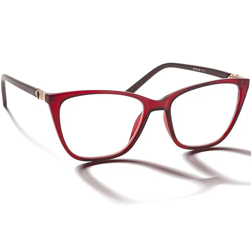 BRILO Damen Lesebrille Korrekturbrille Cat Eye Gestell, modische Damenbrille Sehhilfe mit Etui, leichte Lesehilfe für Frauen von BRILO