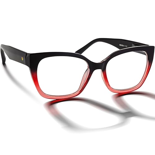 BRILO Damen Lesebrille Korrekturbrille Cat Eye Gestell, modische Damenbrille Sehhilfe mit Etui, leichte Lesehilfe für Frauen von BRILO