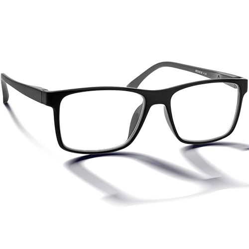 BRILO Herren Lesebrille Korrekturbrille Rechteck Gestell, klassische Männerbrille Sehhilfe mit Etui, leichte Lesehilfe für Herren von BRILO