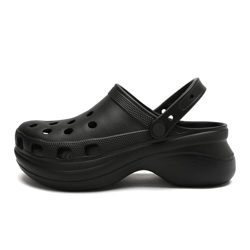 Damen Clog, Wasserdichter Freizeit Clogs, Freizeit Sandalen für, Flach(Black,38 EU) von BRINSE