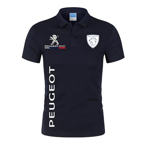 Poloshirt Herren P-eugeot, Freizeit Bequem Slim-Fit Golf-Po.lo-Hemd, Stretch Arbeit Kurzarmshirt Für Tennis Golf, Laufshirt(Navy Blue,3XL) von BRINSE
