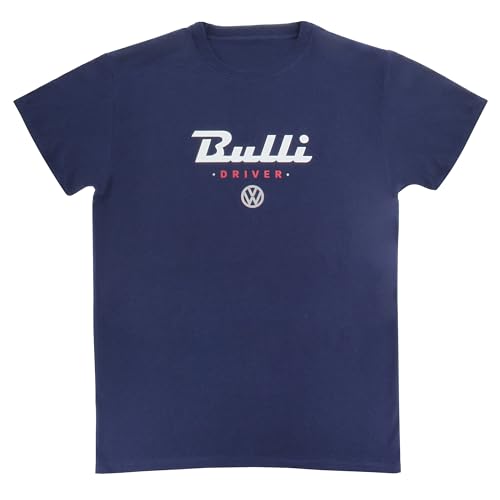 BRISA VW Collection - Volkswagen T-Shirt Unisex-Kurzarm mit T1 Bulli Bus Motiv aus Baumwolle (Bulli Driver/Blau/Größe L) von BRISA