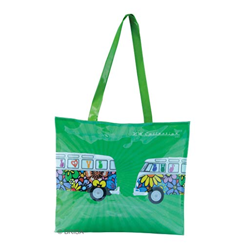 BRISA VW Collection - Volkswagen Shopper-Bag-Einkaufs-Tasche-PVC-16 Liter im T1 Bulli Design (Love Bus/Bunt) von BRISA