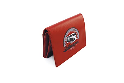 BRISA VW Collection - Volkswagen Unisex Retro-Vintage-Geld-Börse-Beutel aus Tarpaulin mit T1 Bus Design (Vintage/Rot) von BRISA