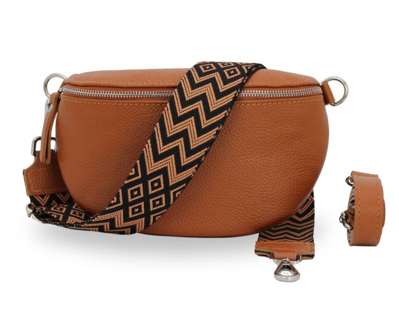 BRISE TASCHE Schultertasche SAHEL Gürteltasche Damen, echtes Leder, mit 2 Riemen (Medium Größe, mit extra gemustertem Gürtel), made in Italy von BRISE TASCHE