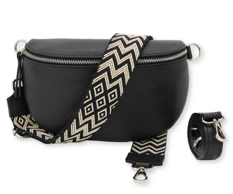 BRISE TASCHE Schultertasche SAHEL Gürteltasche Damen, echtes Leder, mit 2 Riemen (Medium Größe, mit extra gemustertem Gürtel), made in Italy von BRISE TASCHE