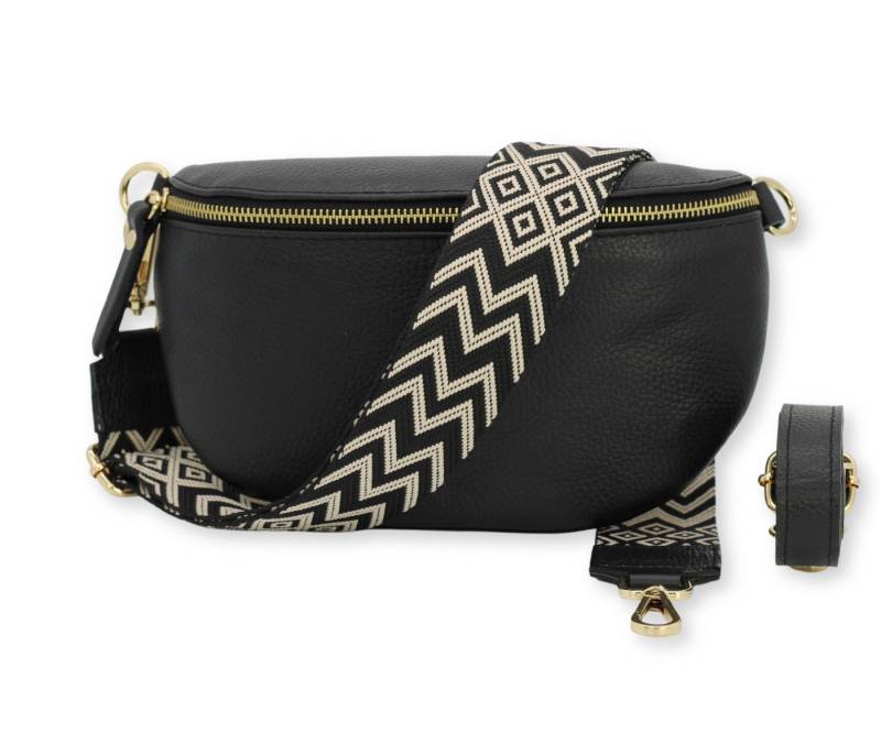 BRISE TASCHE Schultertasche SAHEL Gürteltasche Damen, echtes Leder, mit 2 Riemen (Medium Größe, mit extra gemustertem Gürtel), made in Italy von BRISE TASCHE