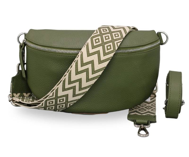 BRISE TASCHE Schultertasche SAHEL Gürteltasche Damen, echtes Leder, mit 2 Riemen (Medium Größe, mit extra gemustertem Gürtel), made in Italy von BRISE TASCHE