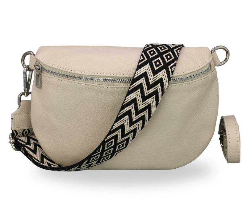 BRISE TASCHE Schultertasche AFIA Bauchtasche Damen Echtes Leder Crossbody Bag (Einzelartikel mit optionalem Zubehör, Tasche + verstellbarer Ledergurt + optional gemusterter Schulterriemen), Medium Größe, mit extra gemustertem Gürtel von BRISE TASCHE