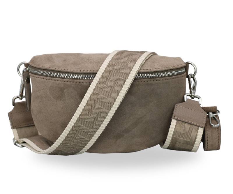 BRISE TASCHE Schultertasche SAHEL SUEDE Bauchtasche Damen Echtes Wildleder, Umhängetasche, Medium Größe, mit extra gemustertem Gürtel von BRISE TASCHE