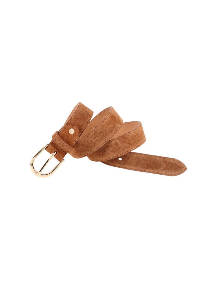 BRISE TASCHE Schulterriemen BRISE GOLD – Eleganter Wildleder Gürtel mit goldener Schnalle, 3 cm (Einzelgürtel, Einzelartikel) Echtes Veloursleder, handgefertigt in Italien, edle goldene Schnalle von BRISE TASCHE