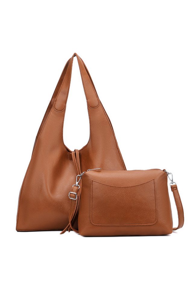 BRISE TASCHE Schultertasche 2in1 Damen Schultertasche – Hobo & Crossbody Set in Lederoptik (Taschenset, 1x große Hobo Tasche + 1x kleine Umhängetasche (abnehmbar), 2-in-1 Set: Hobo & Crossbody Tasche, leicht, geräumig, abnehmbar von BRISE TASCHE