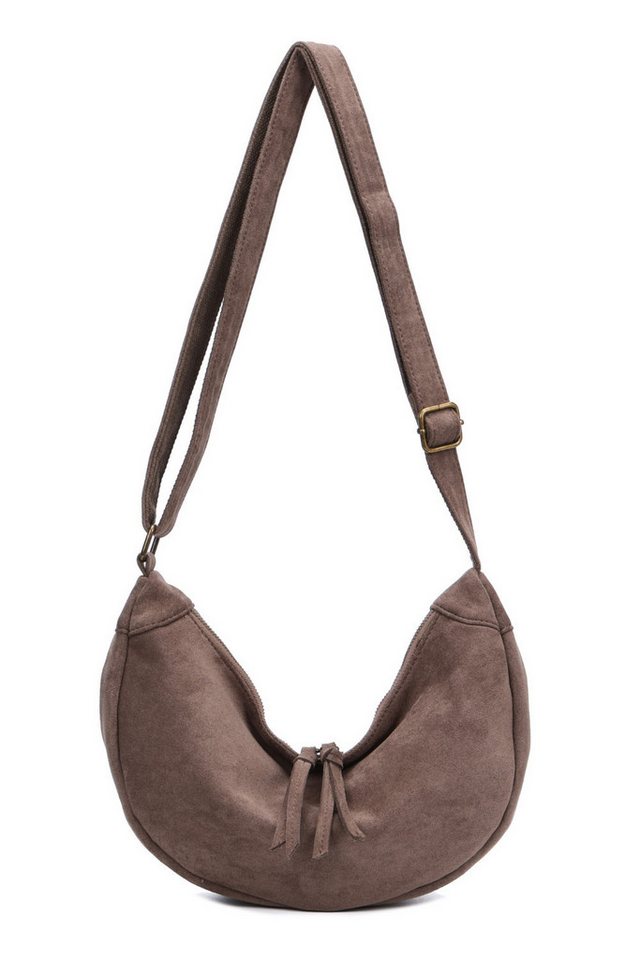 BRISE TASCHE Schultertasche Elegante Halbmond Schultertasche aus Wildleder – Urban Chic Look (Einzeltasche), Halbmondform, weich, leicht, City-Design von BRISE TASCHE