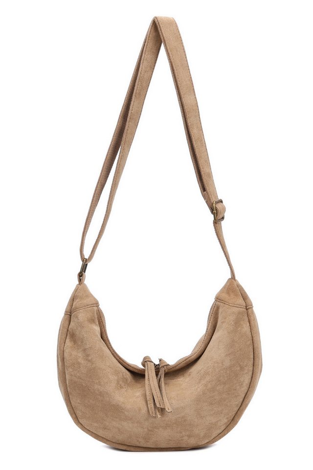 BRISE TASCHE Schultertasche Elegante Halbmond Schultertasche aus Wildleder – Urban Chic Look (Einzeltasche), Halbmondform, weich, leicht, City-Design von BRISE TASCHE
