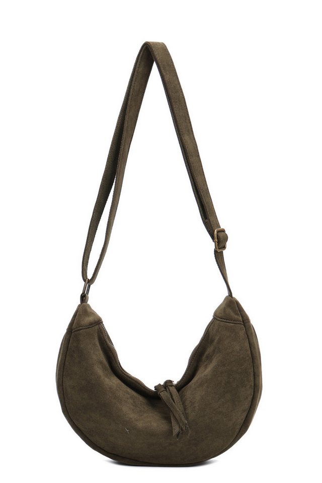 BRISE TASCHE Schultertasche Elegante Halbmond Schultertasche aus Wildleder – Urban Chic Look (Einzeltasche), Halbmondform, weich, leicht, City-Design von BRISE TASCHE