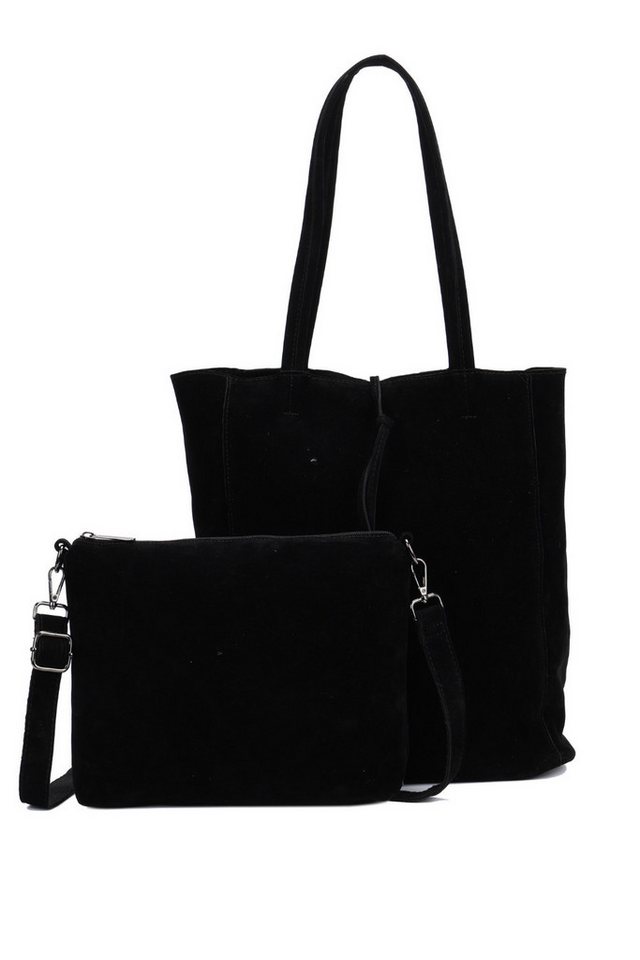 BRISE TASCHE Schultertasche Modischer Damen Shopper mit Extra-Tasche, Veganer, Wildleder (Taschen-Set, 2-teiliges Set: Shopper + Umhängetasche), 2in1 Set mit herausnehmbarer Umhängetasche, leichtes Wildlederimitat von BRISE TASCHE