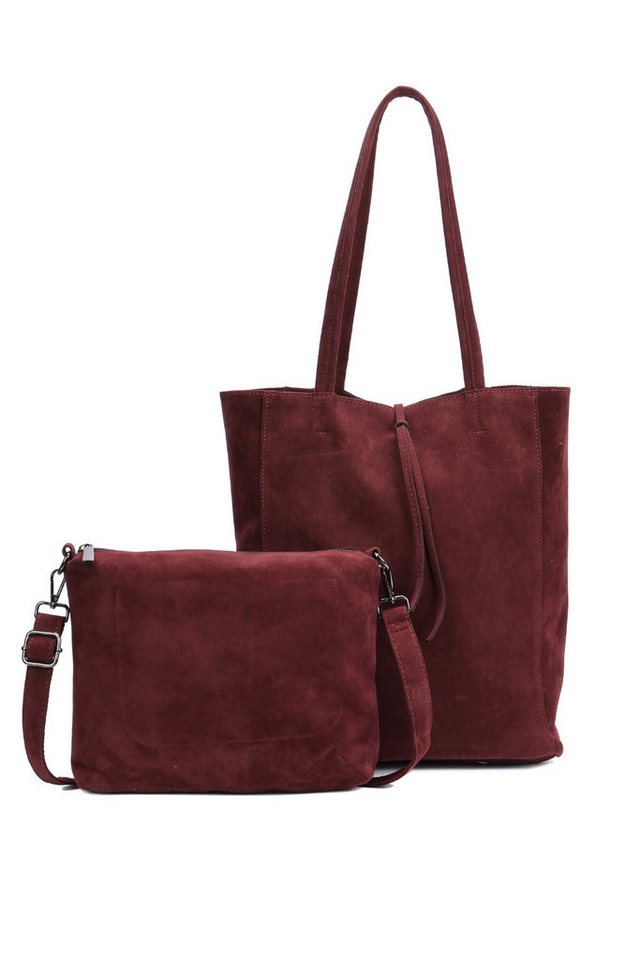 BRISE TASCHE Schultertasche Modischer Damen Shopper mit Extra-Tasche, Veganer, Wildleder (Taschen-Set, 2-teiliges Set: Shopper + Umhängetasche), 2in1 Set mit herausnehmbarer Umhängetasche, leichtes Wildlederimitat von BRISE TASCHE