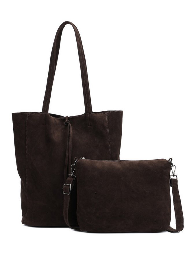 BRISE TASCHE Schultertasche Modischer Damen Shopper mit Extra-Tasche, Veganer, Wildleder (Taschen-Set, 2-teiliges Set: Shopper + Umhängetasche), 2in1 Set mit herausnehmbarer Umhängetasche, leichtes Wildlederimitat von BRISE TASCHE