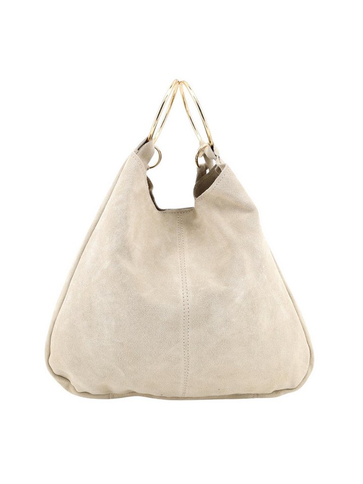 BRISE TASCHE Shopper Brise® Sonya – Italienischer Wildleder Shopper mit goldfarbenen Ringen (Taschen-Set, 2-teilig: Shopper + abnehmbare Wildleder-Clutch), Design aus echtem Wildleder mit goldfarbenen Metallringen von BRISE TASCHE