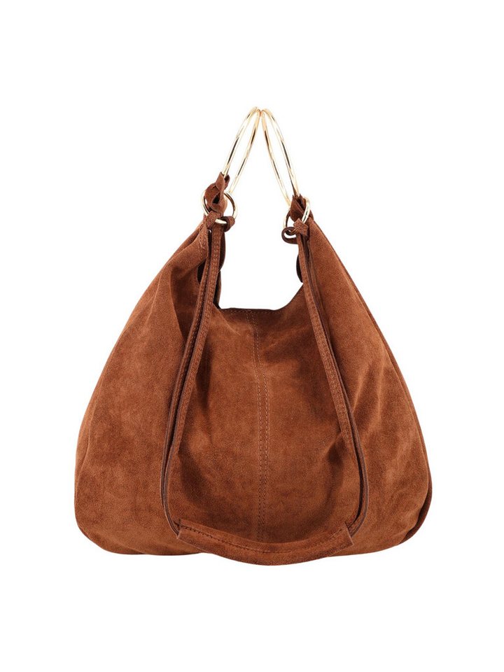 BRISE TASCHE Shopper Brise® Sonya – Italienischer Wildleder Shopper mit goldfarbenen Ringen (Taschen-Set, 2-teilig: Shopper + abnehmbare Wildleder-Clutch), Design aus echtem Wildleder mit goldfarbenen Metallringen von BRISE TASCHE