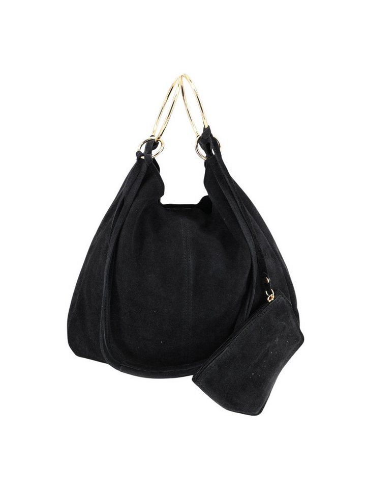 BRISE TASCHE Shopper Brise® Sonya – Italienischer Wildleder Shopper mit goldfarbenen Ringen (Taschen-Set, 2-teilig: Shopper + abnehmbare Wildleder-Clutch), Design aus echtem Wildleder mit goldfarbenen Metallringen von BRISE TASCHE