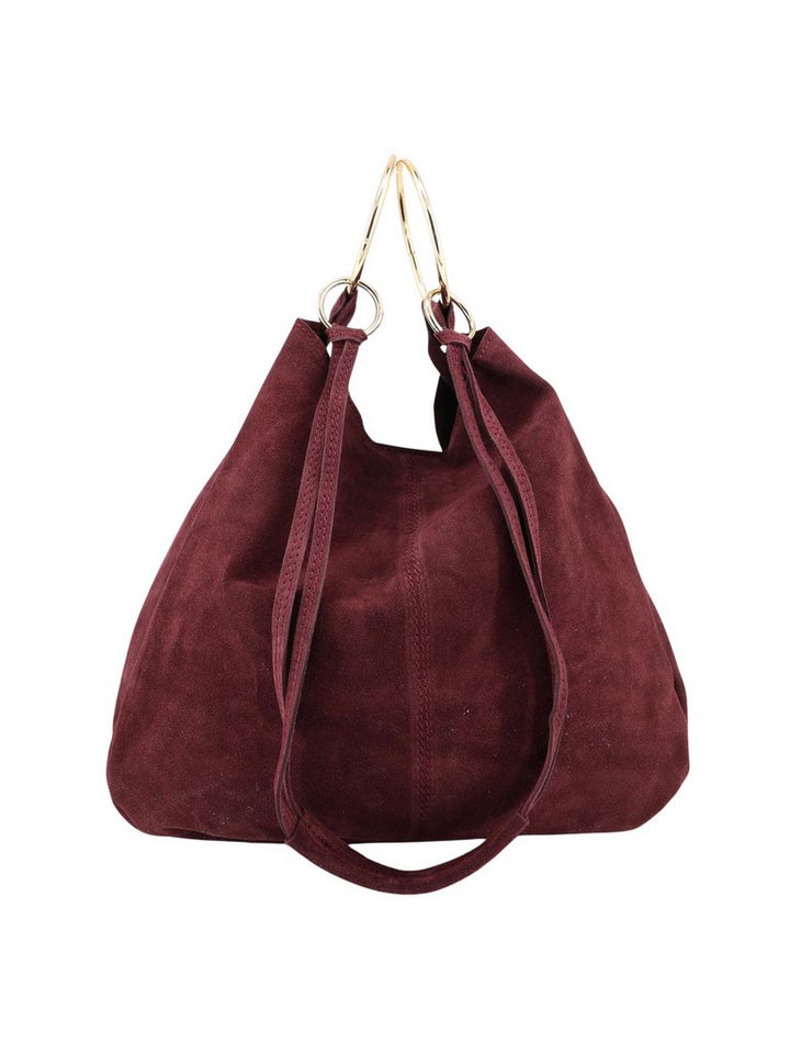 BRISE TASCHE Shopper Brise® Sonya – Italienischer Wildleder Shopper mit goldfarbenen Ringen (Taschen-Set, 2-teilig: Shopper + abnehmbare Wildleder-Clutch), Design aus echtem Wildleder mit goldfarbenen Metallringen von BRISE TASCHE