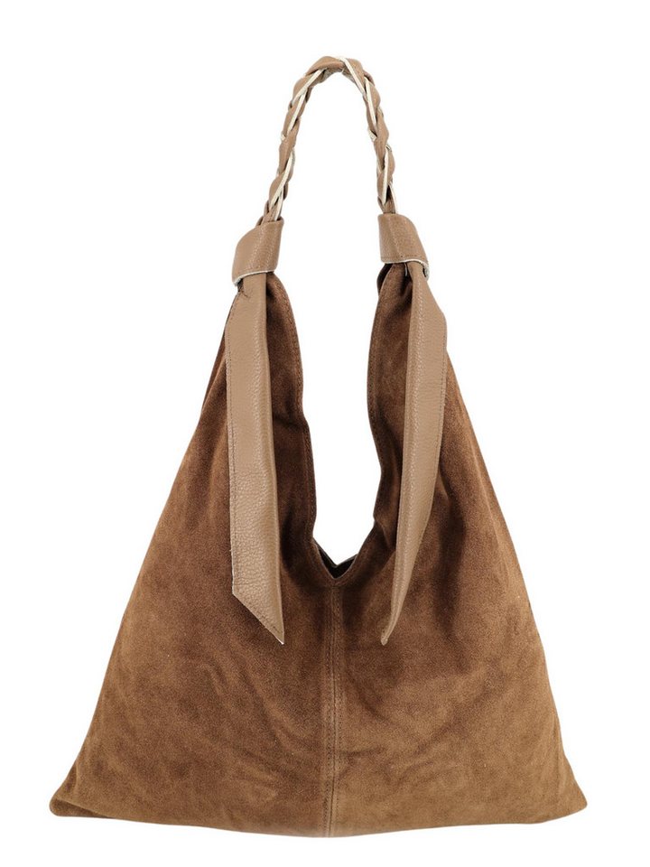BRISE TASCHE Shopper Eleganter Shopper aus Wildleder & Nappaleder (Single, Einzeltasche), Geflochtener Lederhenkel, weiche Wildleder-Haptik von BRISE TASCHE