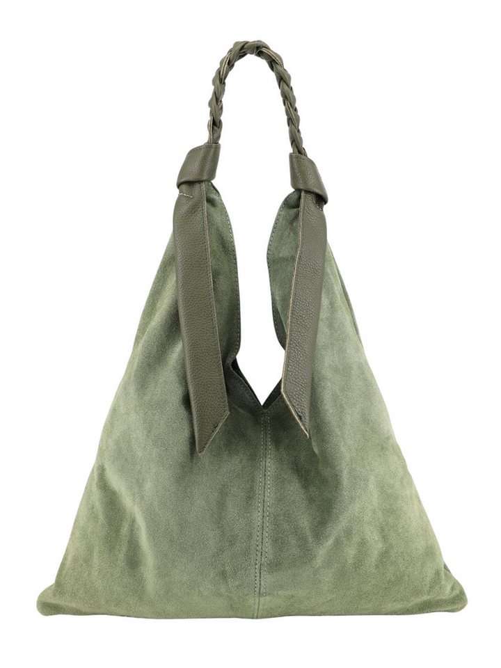 BRISE TASCHE Shopper Eleganter Shopper aus Wildleder & Nappaleder (Single, Einzeltasche), Geflochtener Lederhenkel, weiche Wildleder-Haptik von BRISE TASCHE