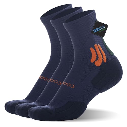BRISIRA Coolmax Bambus Viskose Kompression Laufsocken 3 paar Quarter Athletic Cushioned Atmungsaktive Anti Blasen&Schweiß&Geruch von BRISIRA