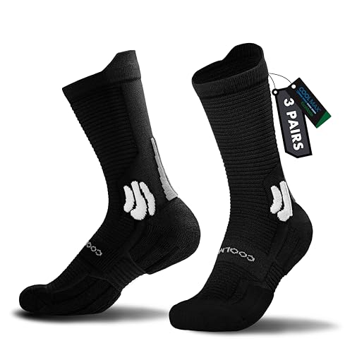 BRISIRA 3 Paar Coolmax Bambus Kompressionssocken，Anti Blasen Socken, Atmungsaktiv socken，Geruchskontrolle und Feuchtigkeitstransport，Gepolsterte Socken，Wandersocken，Laufsocken，Größe 35-51 von BRISIRA