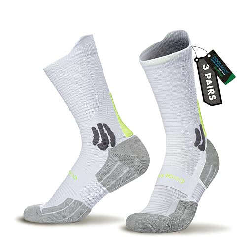 BRISIRA 3 Paar Coolmax Bamboo Kompressionssocken，Anti Blasen Socken, Atmungsaktiv socken，Geruchskontrolle und Feuchtigkeitstransport，Gepolsterte Socken，Wandersocken，Laufsocken，Größe 35-51 von BRISIRA