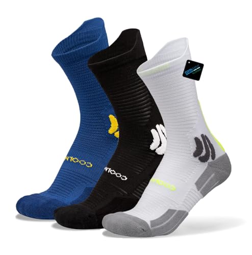 BRISIRA 3 Paar Coolmax Bambus Kompressionssocken，Anti Blasen Socken, Atmungsaktiv socken，Geruchskontrolle und Feuchtigkeitstransport，Gepolsterte Socken，Wandersocken，Laufsocken，Größe 35-51 von BRISIRA