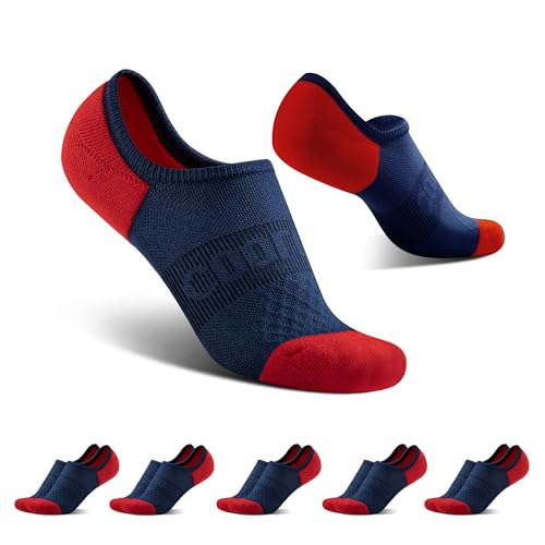 BRISIRA Bambus Füßlinge Damen Herren, 5er Pack Unsichtbare Sneaker Socken, Coolmax Kurze Socken Halbsocken mit Rutschfest Silikon, Atmungsaktiv Anti-Blasen Gepolsterte Laufsocken Sportsocken von BRISIRA