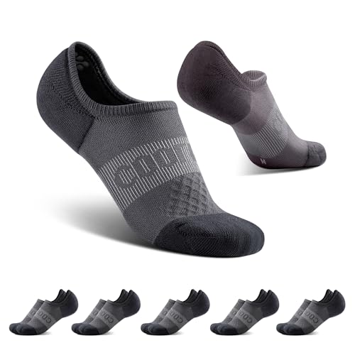 BRISIRA Bambus Füßlinge Damen Herren, 5er Pack Unsichtbare Sneaker Socken, Coolmax Kurze Socken Halbsocken mit Rutschfest Silikon, Atmungsaktiv Anti-Blasen Gepolsterte Laufsocken Sportsocken von BRISIRA