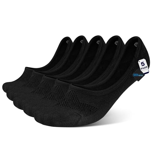 BRISIRA Bambus Viskose Dünne Sneaker Socken Herren Damen, Unsichtbare Füßlinge, No Show füsslinge, Kurze Socken mit Rutschfest Silikon Atmungsaktive Anti Schweiß Golf Freizeit 5 Paar von BRISIRA