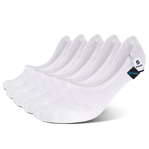 BRISIRA Bambus Viskose Dünne Sneaker Socken Herren Damen, Unsichtbare Füßlinge, No Show füsslinge, Kurze Socken mit Rutschfest Silikon Atmungsaktive Anti Schweiß Golf Freizeit 5 Paar von BRISIRA